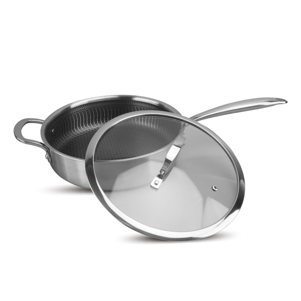 clad steel honeycomb deep frying pan