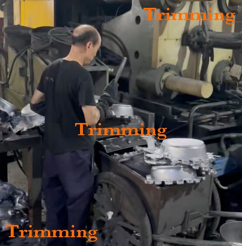 Trimming excess aluminum from a die cast cookware body