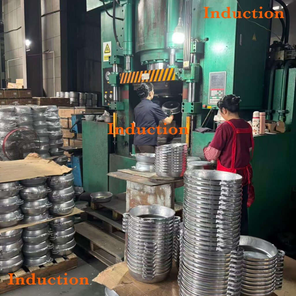Induction base application on die cast aluminum cookware