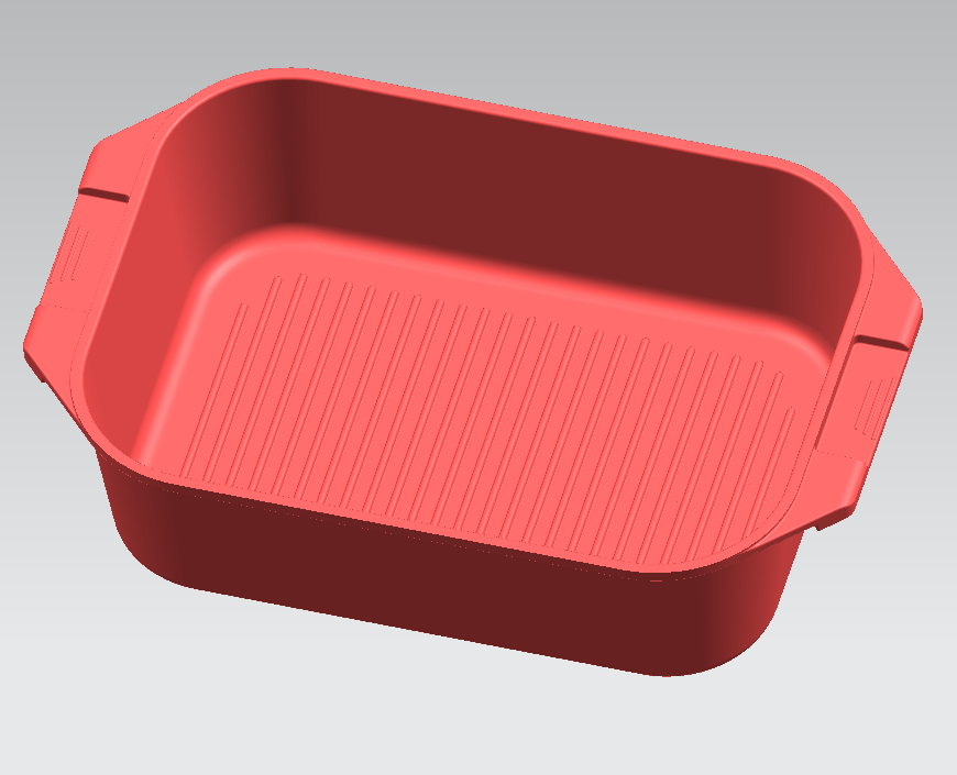 Updated mold drawing for die cast aluminum cookware showing added interior ribs