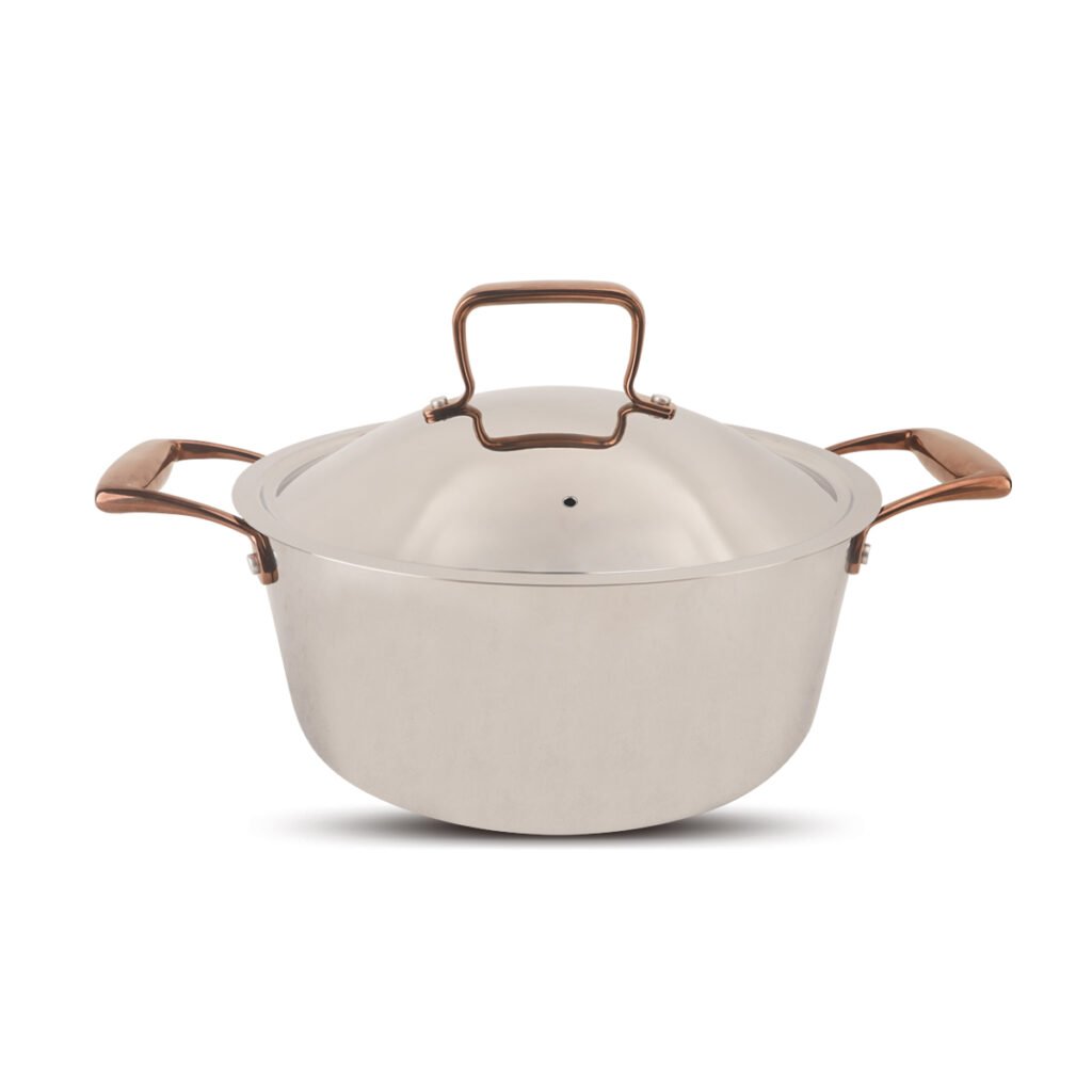 Tri-ply stainless steel stock pot with lid